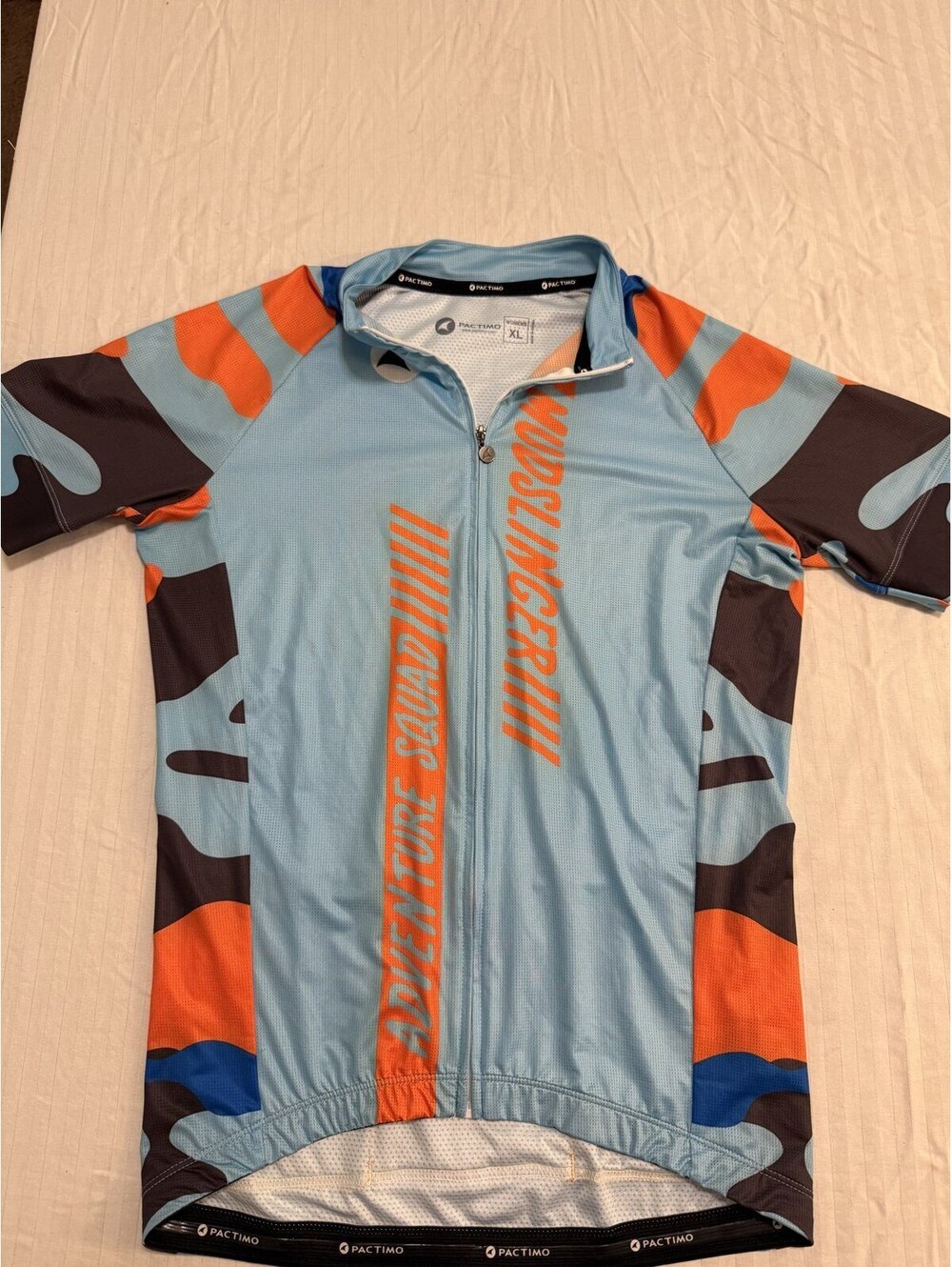 Pactimo Cycling Jersey Women's XL Light Blue Orange Camo Full Zip Short Sleeve
